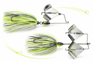 Dos buzzbaits con pala simple y doble