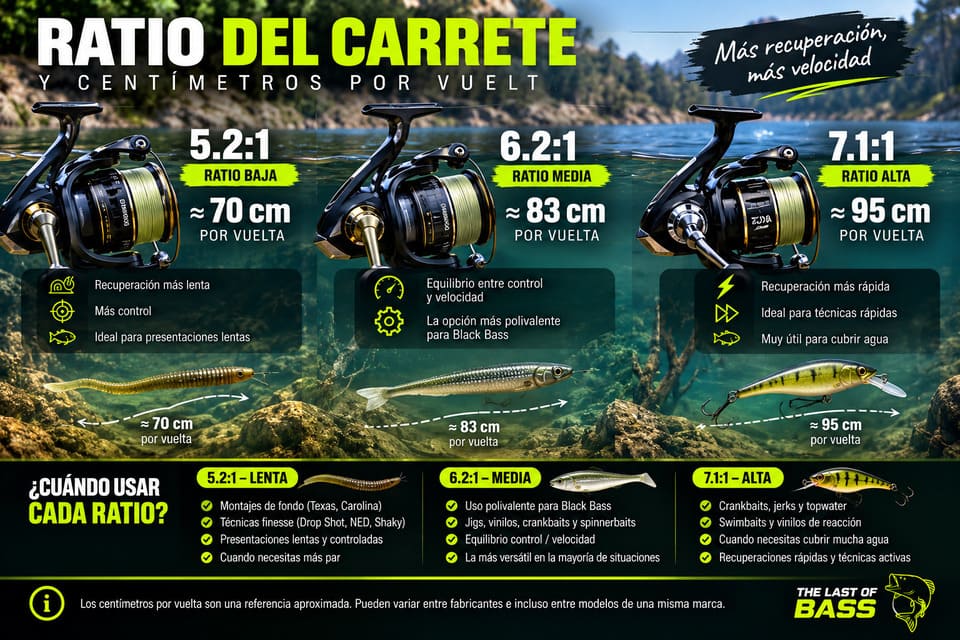 Velocidad de recuperación de carretes para Black Bass